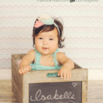 name box, baby teal and peach, isabelle name box, baby photos