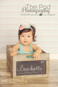 name box, baby teal and peach, isabelle name box, baby photos