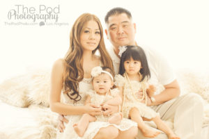 Best-Family-Photographer-Culver-City-Mar-Vista-Girls-Styled-Sitting-On-Bed-Wearing-White