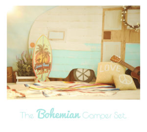 Best-Portrait-Studio-Los-Angeles-Indoor-Summer-Themed-Bohemian-Beach-Vintage-Camper-Set-Props-Styling-Surfboard-Peace-Love-Music-Sun-Pod-Glow-The-Pod-Photography