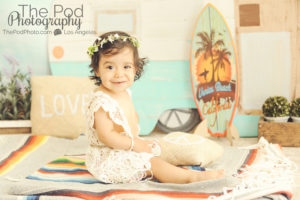 Best-Culver-City-Portrait-Studio-Full-Service-Themed-Sets-Summer-Bohemian-Camper-Baby-Portrait-One-Year-Old-Floral-Crown-Crochet-Beach-Surf-Venice