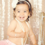 Best-First-Birthday-Cake-Smash-Photographer-Los-Angeles-Portrait-Studio-Pink-Tutu-Pearls-Headband-Cute-Baby-Girl-One-Year