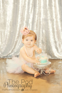 Best-First-Birthday-Cake-Smash-Photographer-Los-Angeles-SusieCakes-Teal-White-Silver-Pink-Sequins-Adorable-Baby-Girl