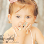 Best-First-Birthday-Cake-Smash-Photographer-Los-Angeles-SusieCakes-Teal-White-Silver-Eating-Cake