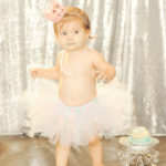 Best-First-Birthday-Cake-Smash-Photographer-Los-Angeles-SusieCakes-Teal-White-SIlver-Pink-Standing-Cute-Westwood