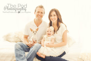 Family-With-Doggy-Bed-In-Window-Casual-Cute-Baby-Photography-Studio