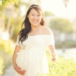 beautiful pregnant woman at venice beach canals