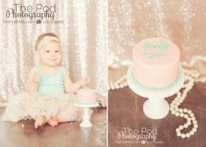Best-First-Birthday-Cake-Smash-Photographer-Brentwood-Oink-And-Teal-Pearls-Sequins-Gold-Sparkle-SusieCakes