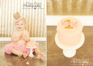 Classic-Girly-Cake-Smash-First-Birthday-Photographer-Pacific-Palisades-One-Year-Old-Photographs-Pink-And-Gold-Crown-Sequins-SusieCakes