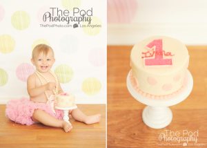 Best-First-Birthday-Photographer-Beverly-Hills-Cake-Smash-SusieCakes-Polka-Dots-Multi-Colored-Pink-White-Tutu-Fun