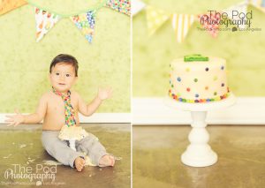 Best-Cake-Smash-Photographer-Marina-Del-Rey-One-Year-Old-First-Birthday-SusieCakes-Hungry-Caterpillar-Theme-Green-Custom-Session-Tie