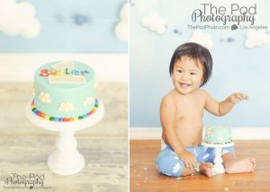 Best-First-Birthday-Cake-Smash-Photographer-Manhattan-Beach-SusieCakes-Custom-Cloud-Sky-Theme-Cake