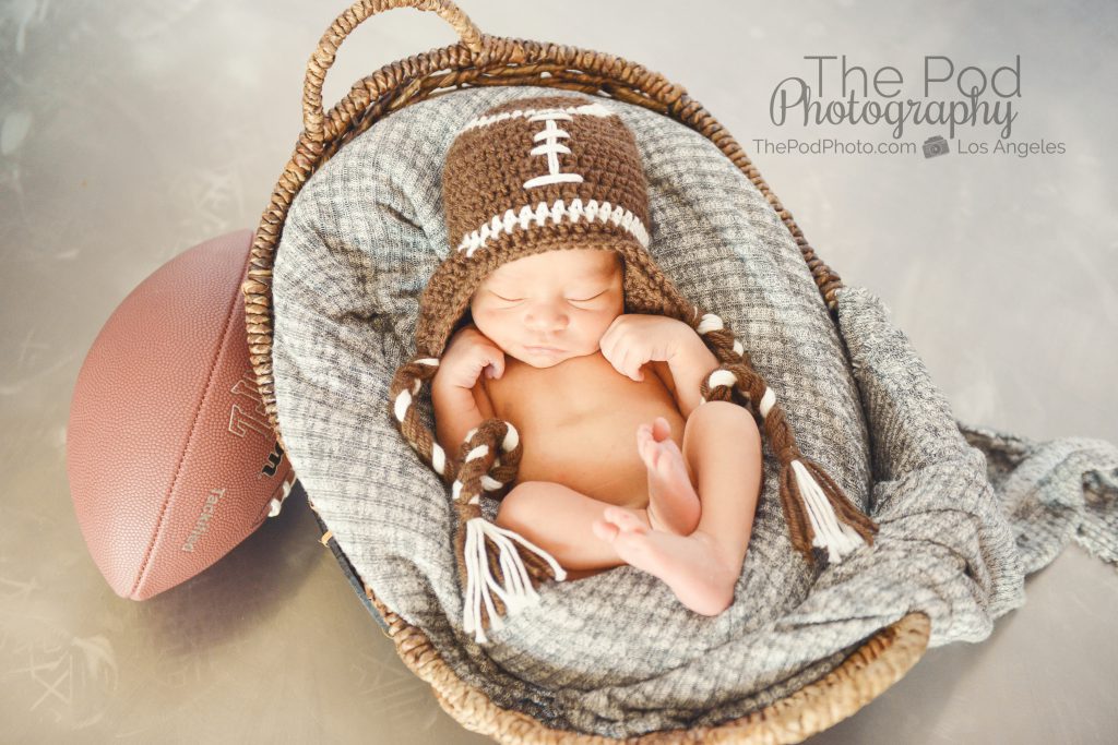 footballthemednewbornshoot Los Angeles based photo studio, The Pod