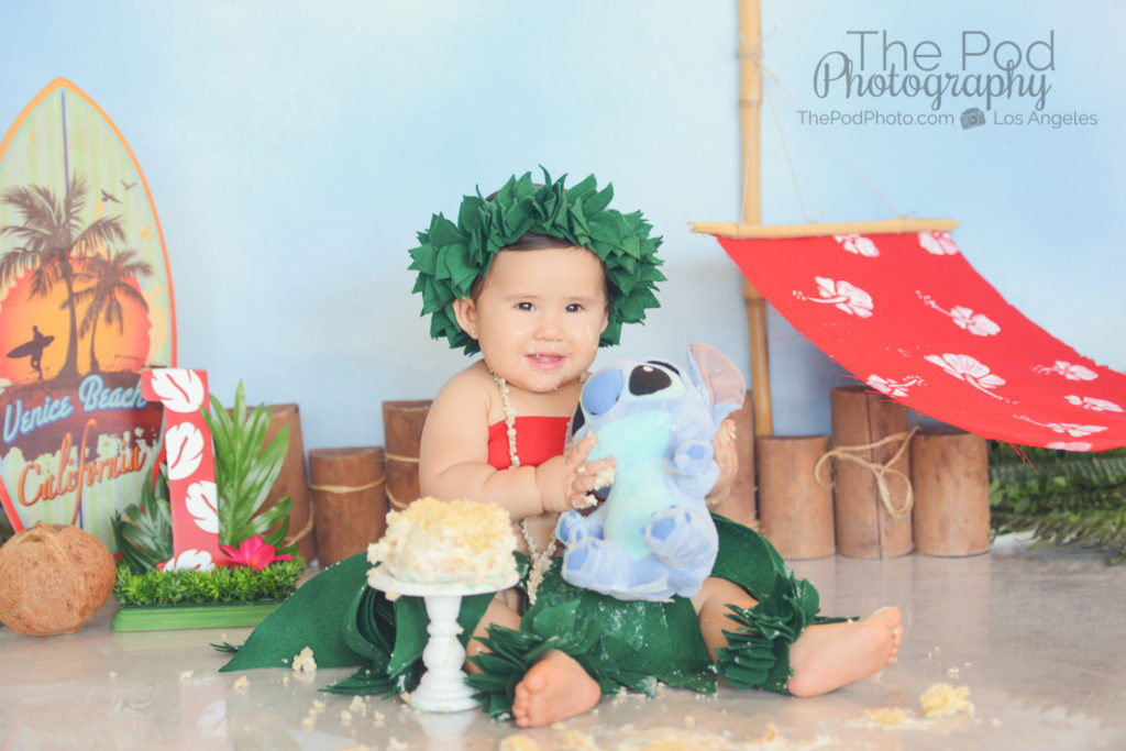 First Birthday Cake Smash Los Angeles | Lilo & Stitch Themed Photo ...