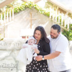 Family Photo at iconic Los Angeles glass church for baptism ceremony