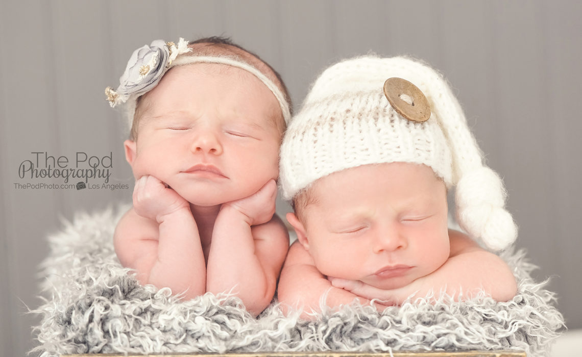 newborn twin baby boy and girl