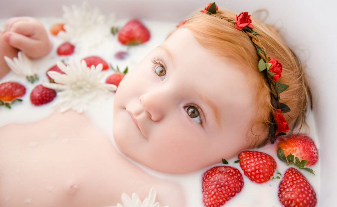 milk bath baby photoshoot