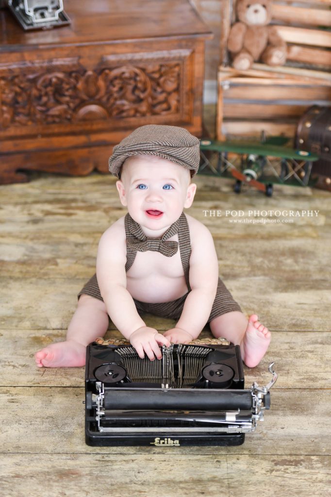 Baby Portrait Themed Session Vintage Newspaper Boy - Los Angeles based  photo studio, The Pod Photography, specializing in maternity, newborn, baby,  first birthday cake smash and family pictures.