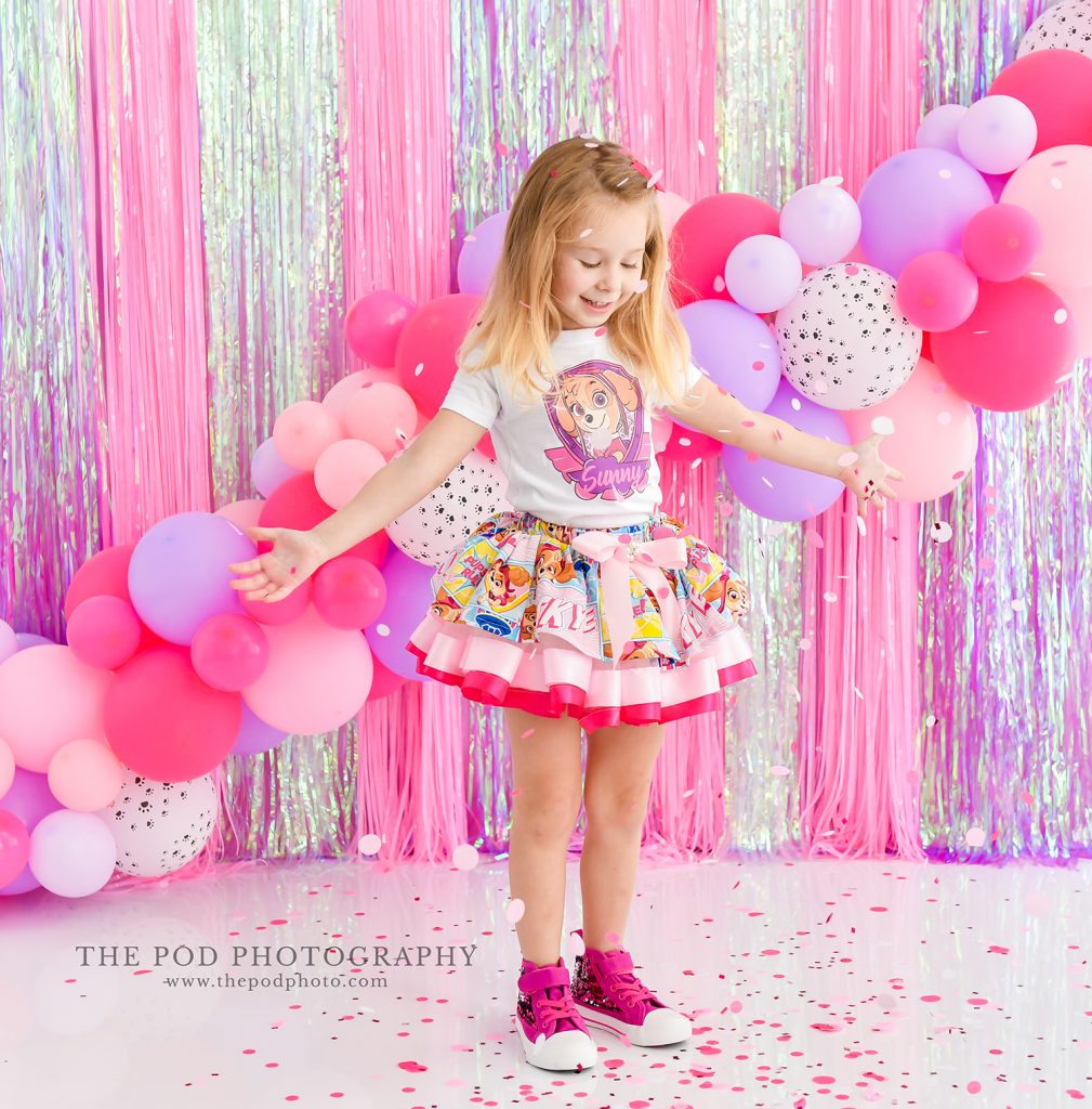 Paw Patrol Themed Portrait Session Girl s Birthday Los Angeles based photo studio The Pod Photography specializing in maternity newborn baby first birthday cake smash and family pictures