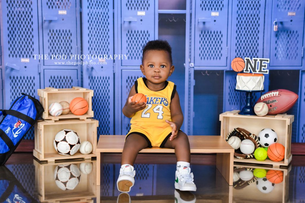 Basketball Theme Photography Backdrop Baby Boy 1st Birthday