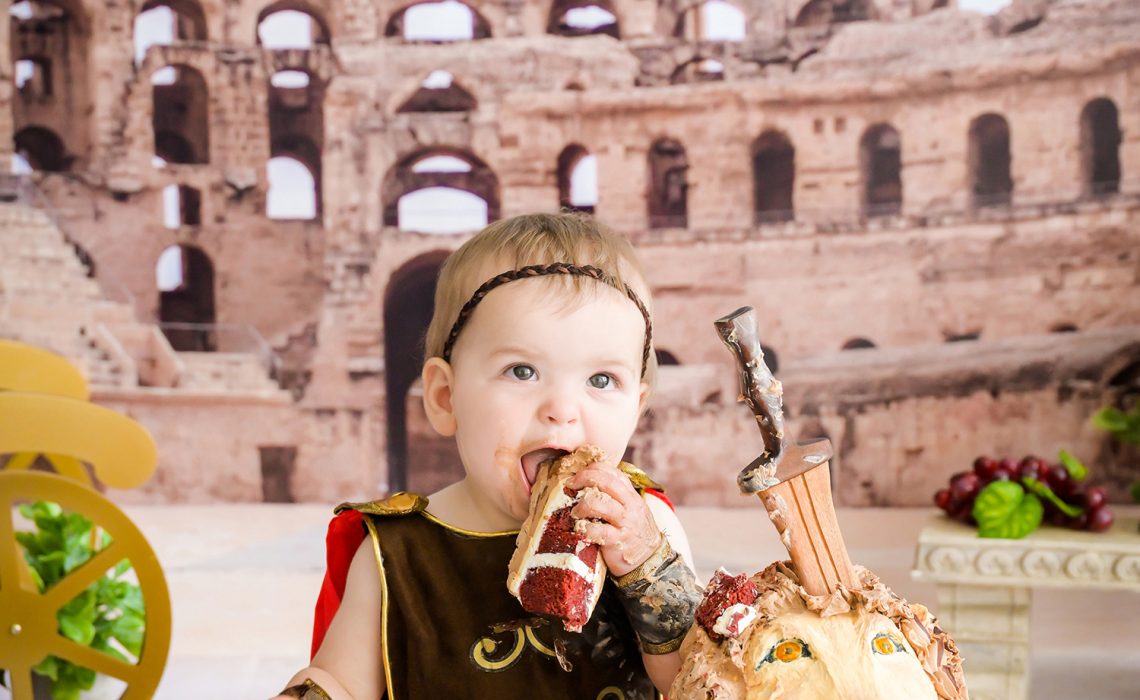 First Birthday Cake Smash Gladiator Portrait Session Los Angeles