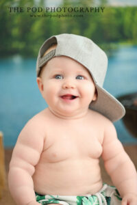 baby-in-swim-trunks-picnic-themed-photo