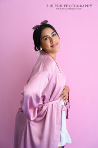 pink-robe-maternity-portrait-profile-the-pod-photography